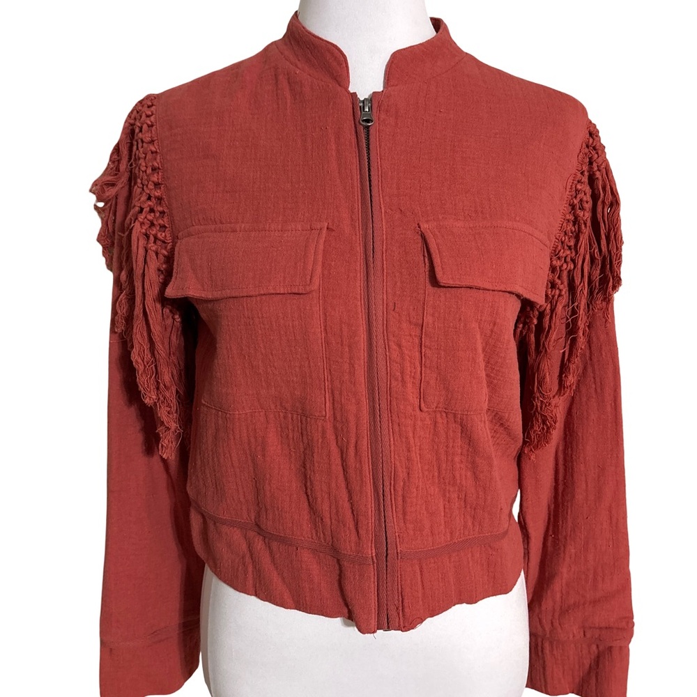 Fab'rik Terracotta Fringe Blazer